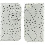 Wholesale iPhone 5C Diamond Flip Leather Wallet Case (White)